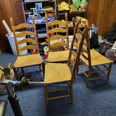 oak dining chairs, rush seats