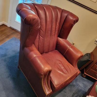 Leather wingback chair