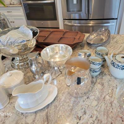tea sets, ironstone, silver plate
