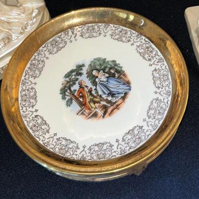 CREST O GOLD Sabin Fine China Dinner Plates Round 22K 1930s 