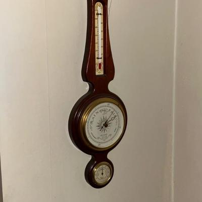 Airguide Banjo, Genuine Mahogany Stormy to fair Barometer, Thermometer, Gauges, Wall Display
