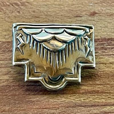 Sterling Silver Repousse Clouds & Rain Handmade Pin - Total Weight - 9.47 Grams 