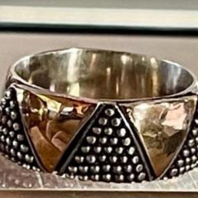 (3) Sterling Rings (2) W 18K Gold Accent - Peridot - Garnet - Band - Size 4-5 - Weight 13 Grams 
