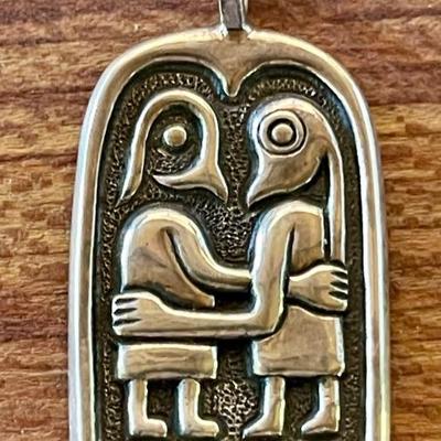 Norwegian Design Sterling Silver Repousse Handmade Pendant - Total Weight - 8 Grams 