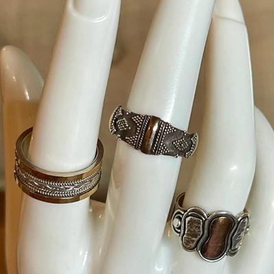 (3) Sterling Silver & 18K Gold Accents Sizes 6-6.5 - Weight 14.87 Grams