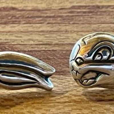 Vintage Pair Of Sterling Silver Bunny Handmade Pendant Pins - Total Weight - 12.07 Grams 