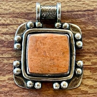Sterling Silver & Jasper Handmade Pendant - Total Weight - 10.74 Grams 