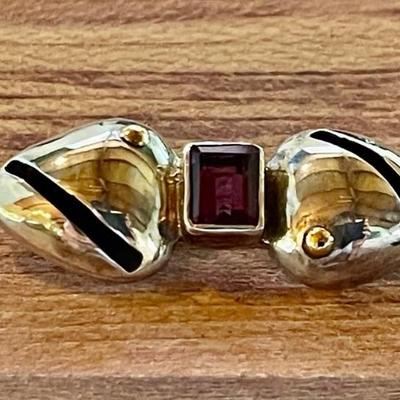 Sterling Silver Pin With Square Faceted Amethyst Handmade - Total Weight 9.33 Grams 