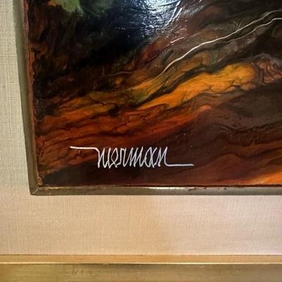 Volcanic Fury By Leonardo Neirman, Acrylic On Masonite Circa 1970