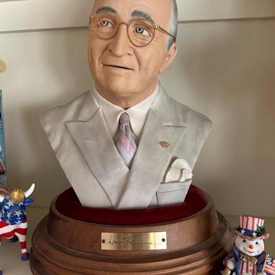 Ceramic Bust of Presidentt Harry S Truman Signed by Artist Edward J Rohn