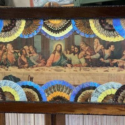 hei8125 Framed Vintage Print of the Last Supper with Butterfly Wing Border