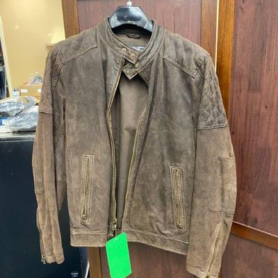 Hs5006 black rivet leather jacket coat size m 4)