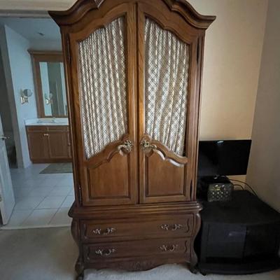 a pair of great French Provincial style chest armoires, nice and narrow and lots of drawer storage
