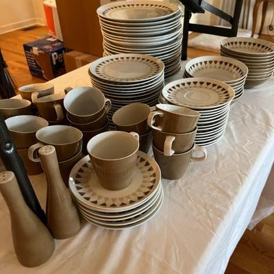 lots of sets of china--Pickard, Wedgwood, funky 1970s Mikasa, blue and white, and more