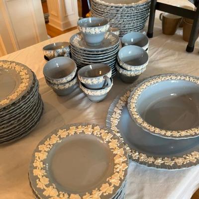 lots of sets of china--Pickard, Wedgwood, funky 1970s Mikasa, blue and white, and more