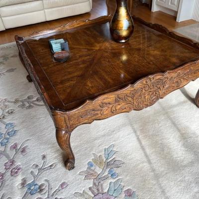 French Provincial style wooden square coffee table