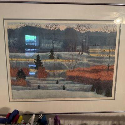 "Late Winter" woodcut by Gordon Mortensen