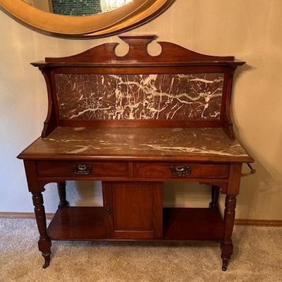 Marble top and backsplash English washstand