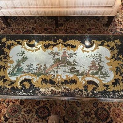 Chinoiserie Glass Mirrored Coffee Table