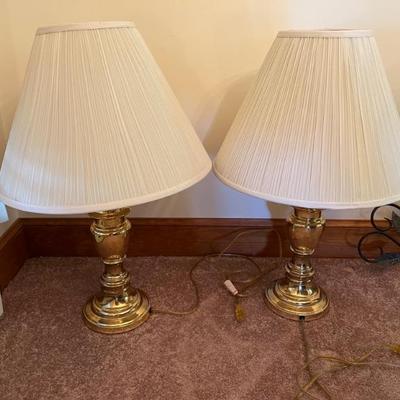Pair brass lamps $48