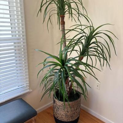 Faux Plant in Woven Basket-Pot