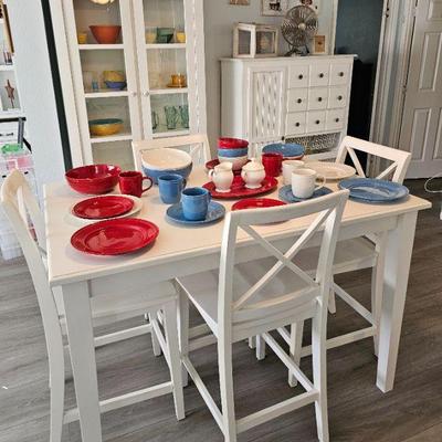 Table SOLD Red white and blue dishes and patriotic items throughout home