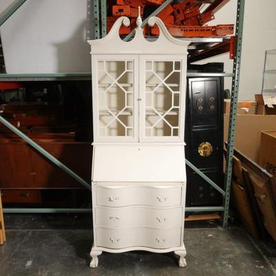 Vintage Curio Cabinet and Secretary Desk with Three Drawers