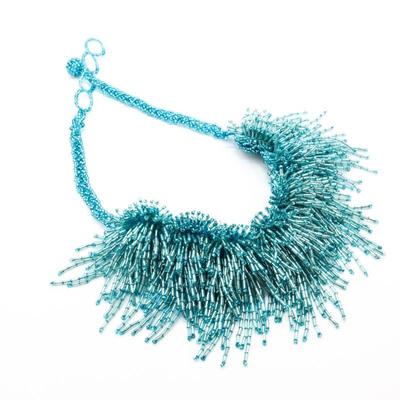 Large Statement Blue Beads Necklace