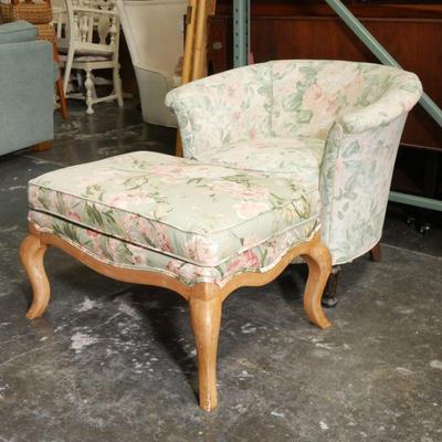 Vintage Floral Print Tub Style Chair with Ottoman