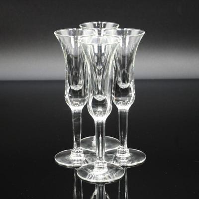 Set Of 4 Flared Rim Glass Cordial Glasses