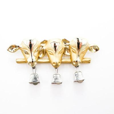 1980s AJC Cows w/Jingling Bells Brooch