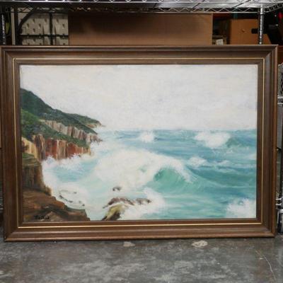 Original Oil on Canvas Seascape Painting Signed Natalia