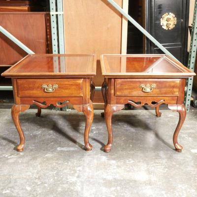 Pair of Wood Queen Anne Style Side Tables