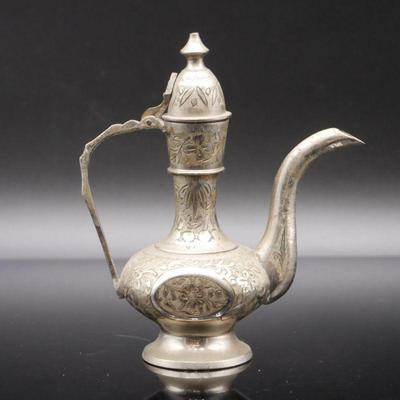 World Gift ZY Silver Plated Engraved Miniature Teapot
