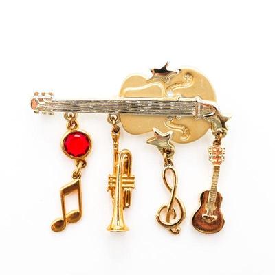 Gold-Tone Musical Instruments Brooch