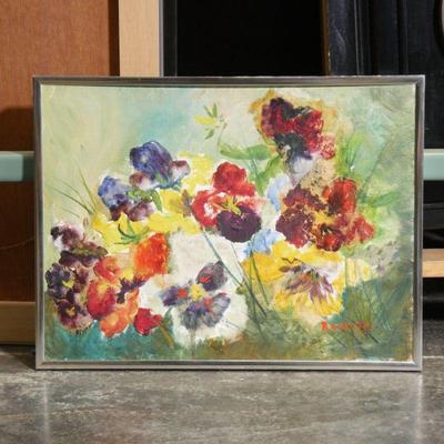 "Pansies" by Renate Radcliffe-Kernoll Oil on Canvas Painting