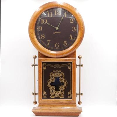 Vintage 1970's Hoursakes Solid Wood Pendulum Wall Clock