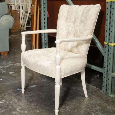 Fancy White Painted Wooden Chair with Floral Embroidered Upholstery