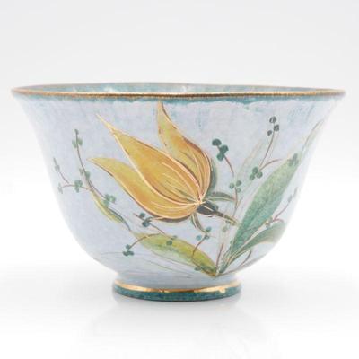 Gilded Italian Ceramic Bowl w/Floral Motif