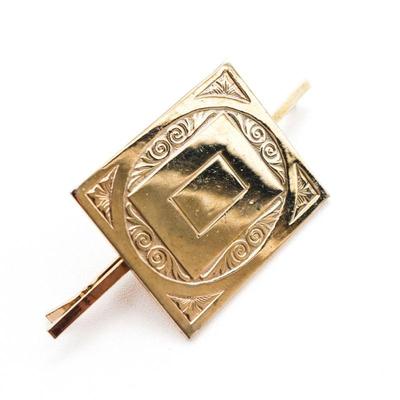 Vintage Engraved Gold-Tone Tie Bar