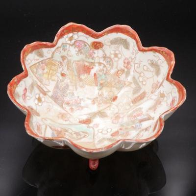 Hand Painted Porcelain Footed Lotus Bowl