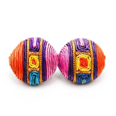 Colorful Woven Round Earrings