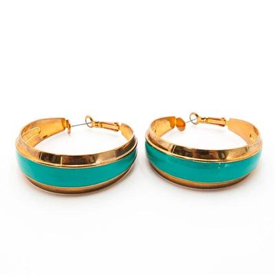 Sale Photo Thumbnail #253: Enameled Turquoise Hoop Earrings