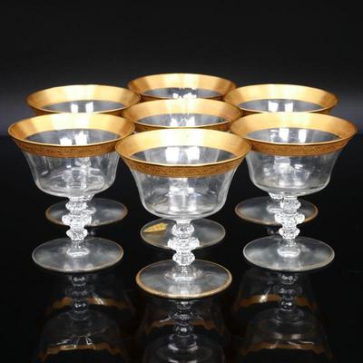Minton Clear by Tiffin-Franciscan Gilded Sundae Glasses (Set of 7)