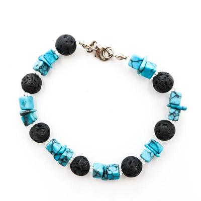 Blue & Lava Beads Bracelet