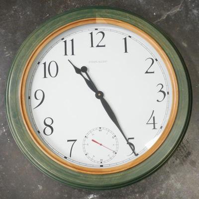 Ethan Allen Stained Green Wood Wall Clock