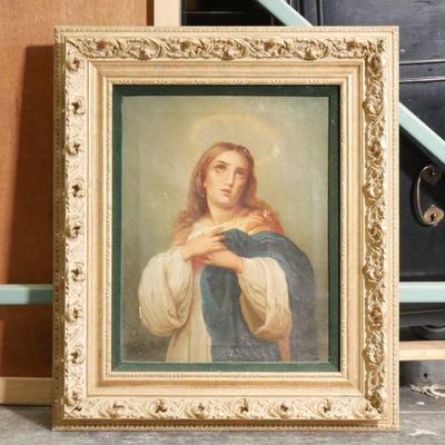 Framed Oil on Board Mary Magdalene Painting