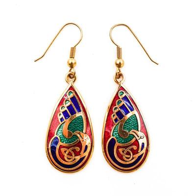 1980s Celtic Sea Gems Enamel Earrings