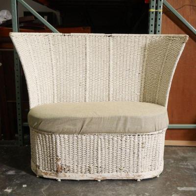 Vintage Modern-Style Rattan High Back Loveseat