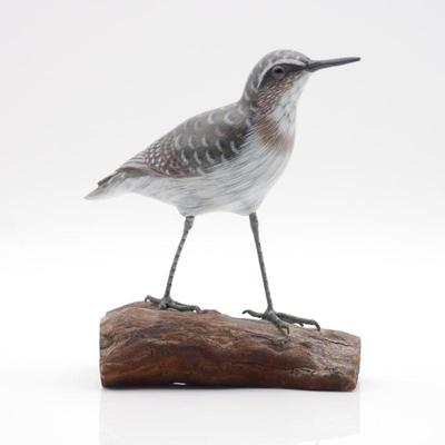 Carved Wood Sandpiper Sculpture